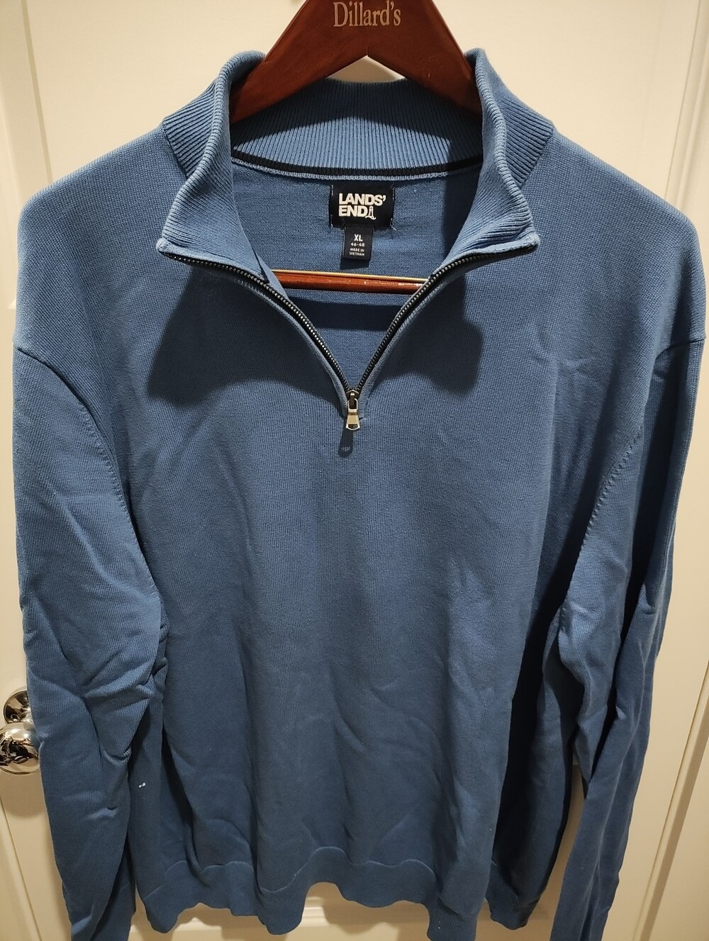 Lands' End Men's Slate Blue Half-Zip Sweater